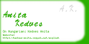 anita kedves business card